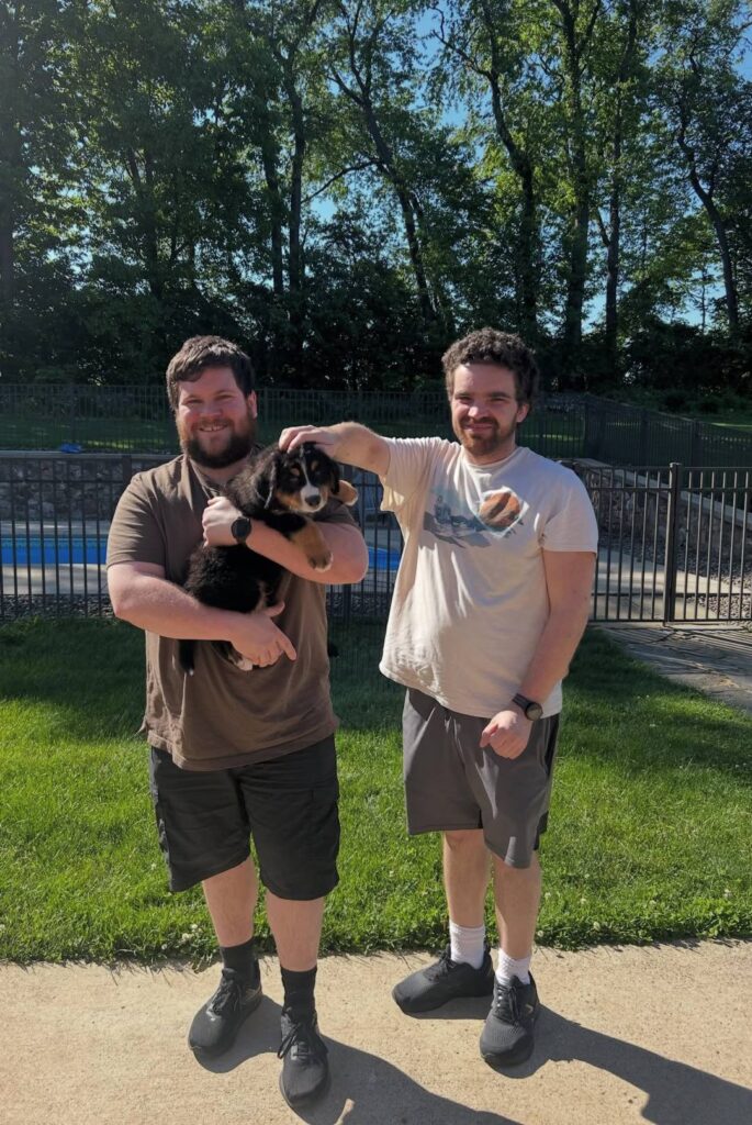 Nathan & Cole Brightwater at home with Rufus