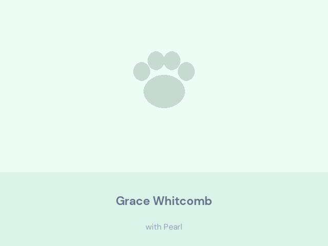Grace Whitcomb at home with Pearl