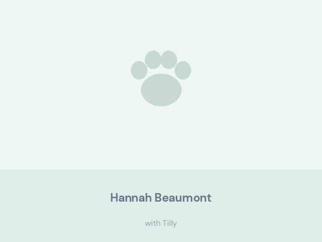 Hannah Beaumont at home with Tilly