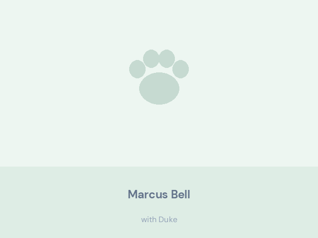 Marcus Bell at home with Duke