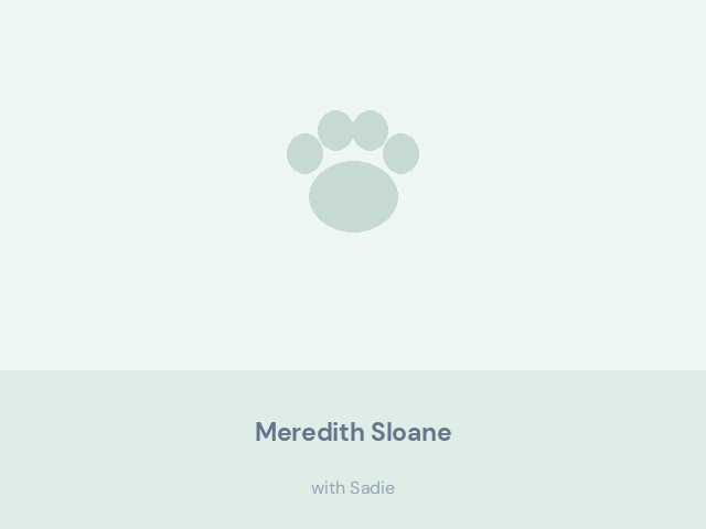 Meredith Sloane at home with Sadie