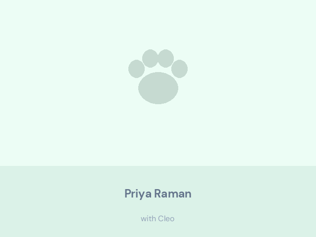 Priya Raman at home with Cleo