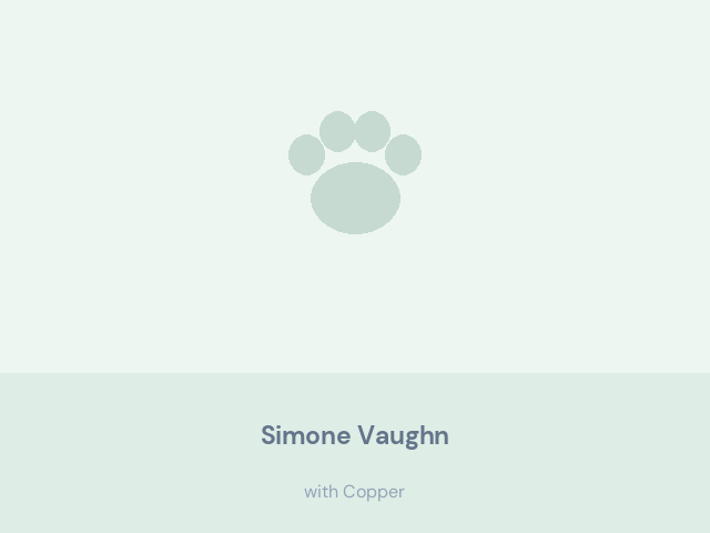 Simone Vaughn at home with Copper