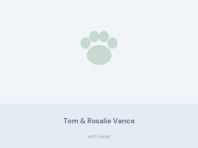 Tom & Rosalie Vance at home with Hazel